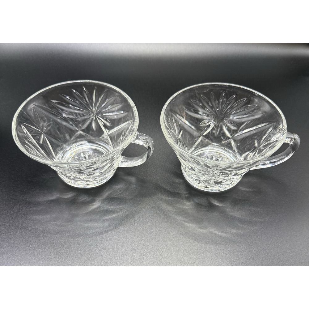 Vtg Anchor Hocking Arlington Punch Cup Star Of David  Diamond Starburst Set of 2